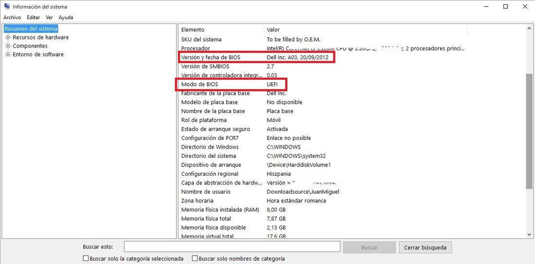 Actaulizar BIOS o UEFI en ordenador con Windows 10