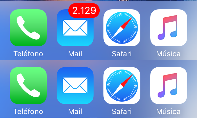 Correos no leidos en la app Mail de iOS en iPhone o iPad.