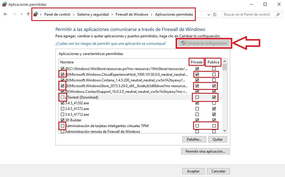 Permitir o denegar el acceso por el Firewall de Windows en redes publicas o privadas