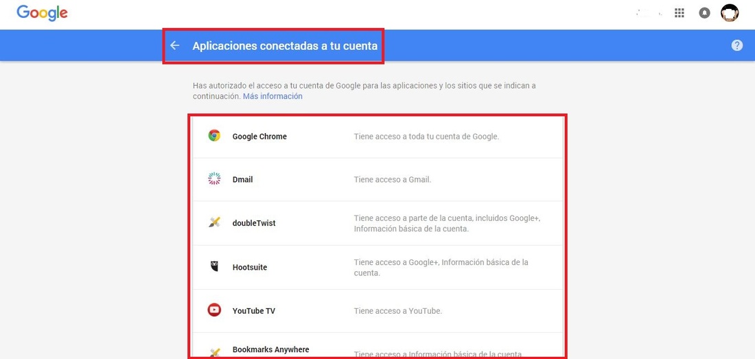 Información personal de tu cuenta de Google eliminada de aplicaciones y servicios web