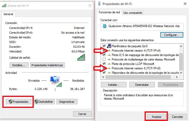 Configura el protocolo de internet de windows 10 con las DNS de Windows 10