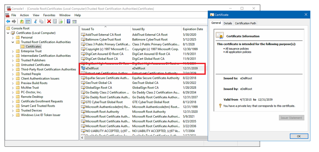 Solucionar el problema de seguridad DELL provocado por el certificado eDellRoot