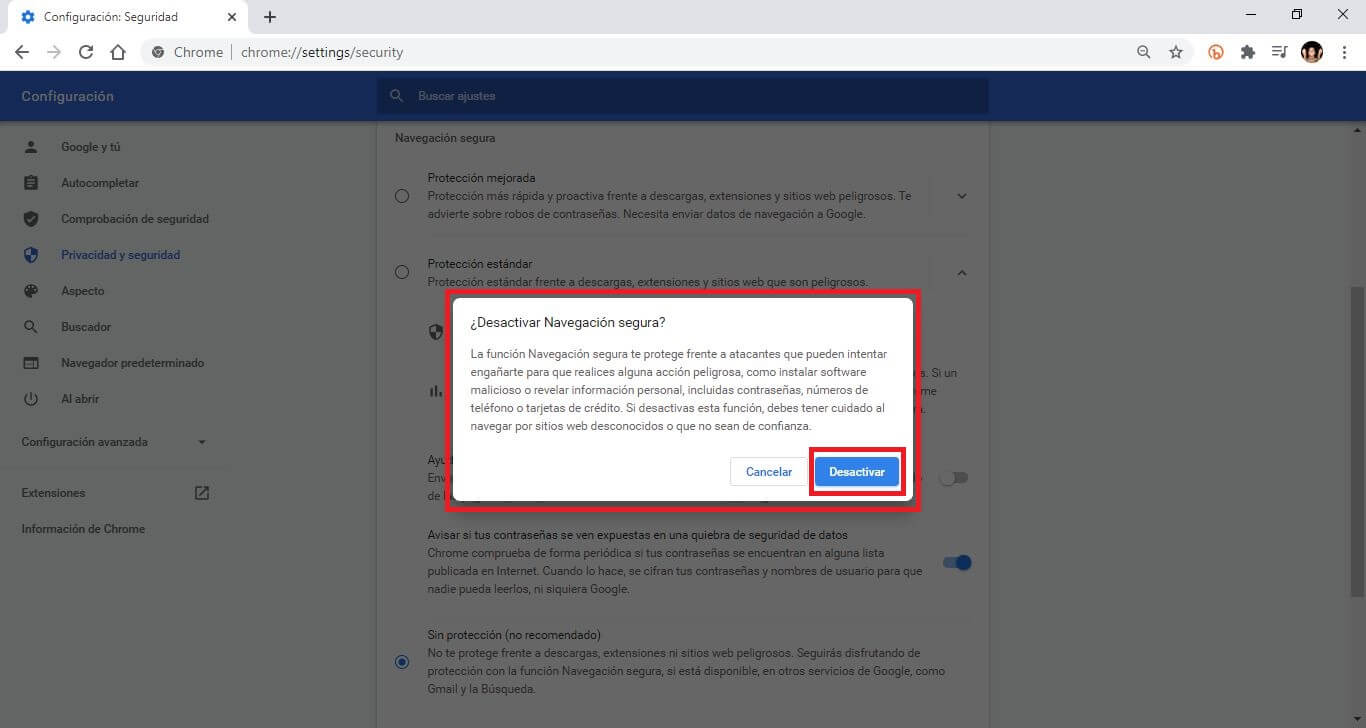 como desactivar el bloqueo de descargas en google chrome