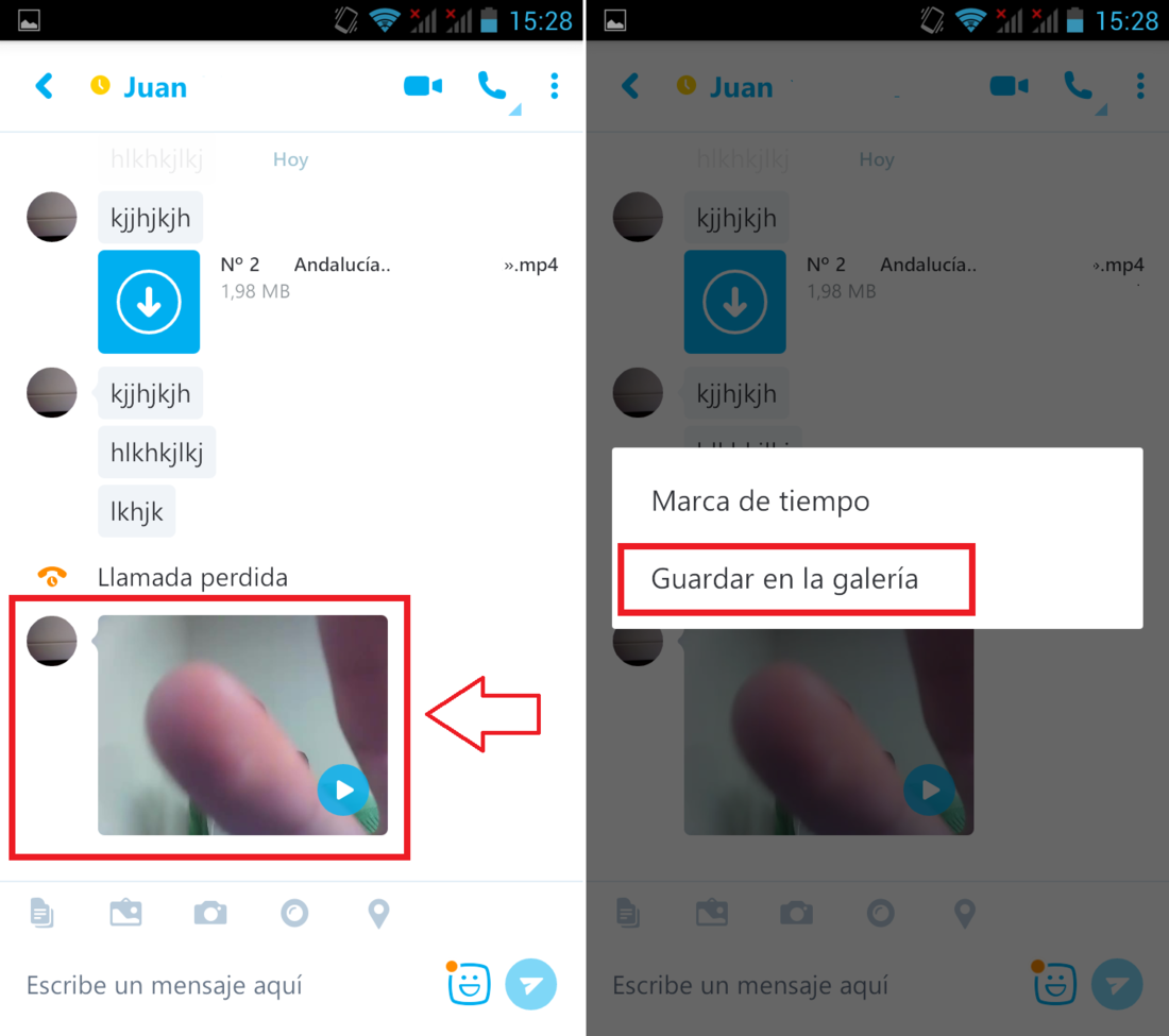 Como descargar videos recibidos en Skype a la galeria de nuestro Smartphone o Tableta android