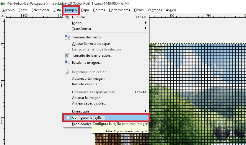 dividir o recortar fotos en partes identicas con GIMP