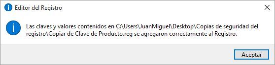 restaurar clave de producto eliminada o modificada en el registro de Windows