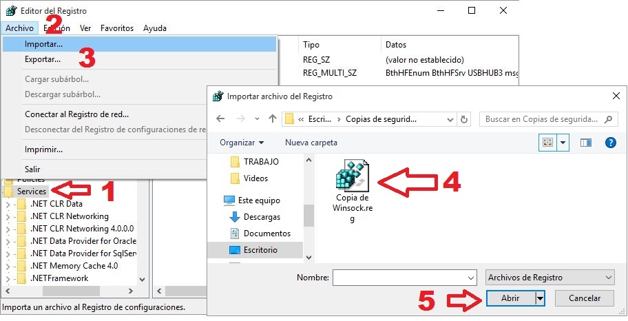 Importar clave del registro original en editor del registro de Windows cuando esta a sido modificada o eliminada