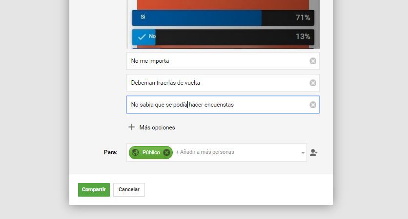 Como crear encuestas en Google Plus