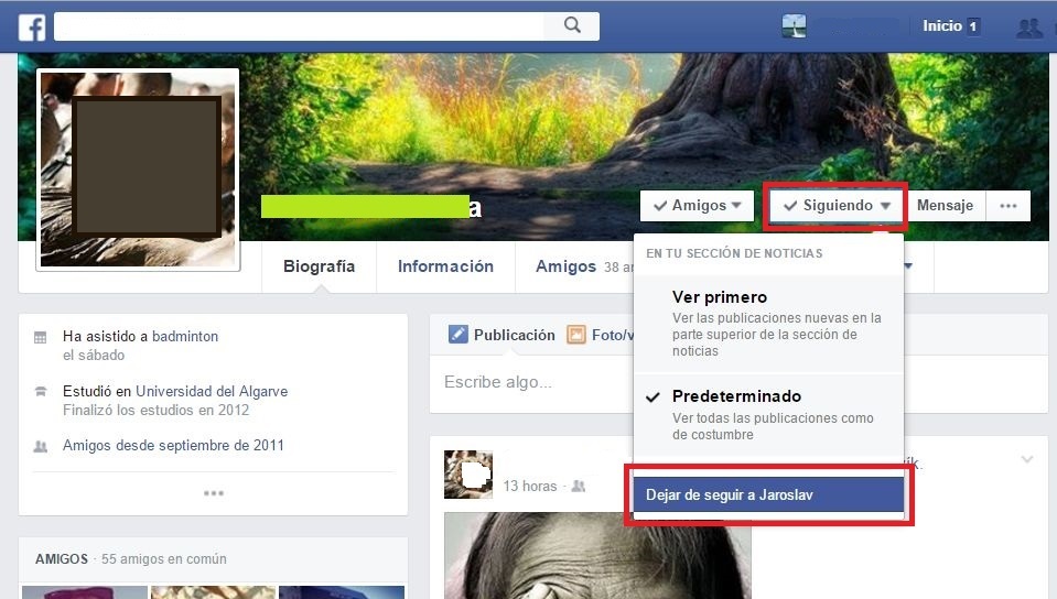 Evitar que las publicaciones de tus amigos de Facebook aparezcan en el muro general de tu perfil