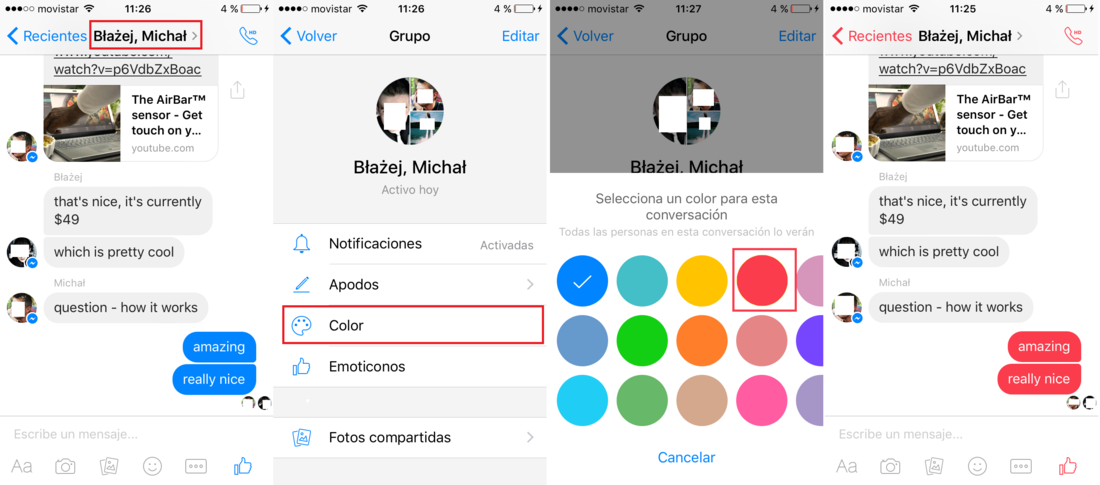 Cambiar el color de tus chats de Facebook Messenger