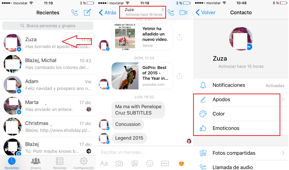 Personalizar los chats de Facebook Messenger