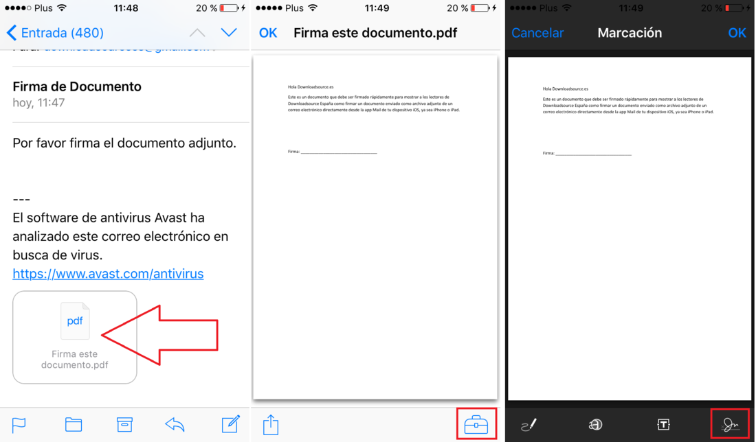 Como firmar documentos recibidos por correo electrónico en tu dispositivo iOS 9