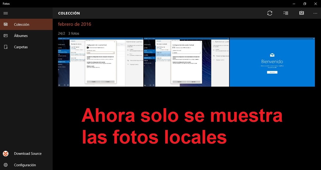 dejar de ver las imágenes en la aplicación oficial de Windows 10 Fotos