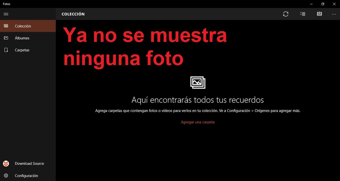 No se muestren fotos en la app Fotos de Windows 10