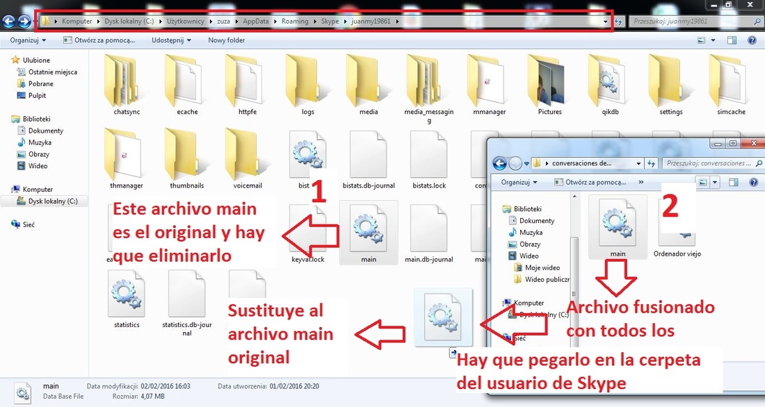 todos los chats de Skype de varios ordenadores en uno solo