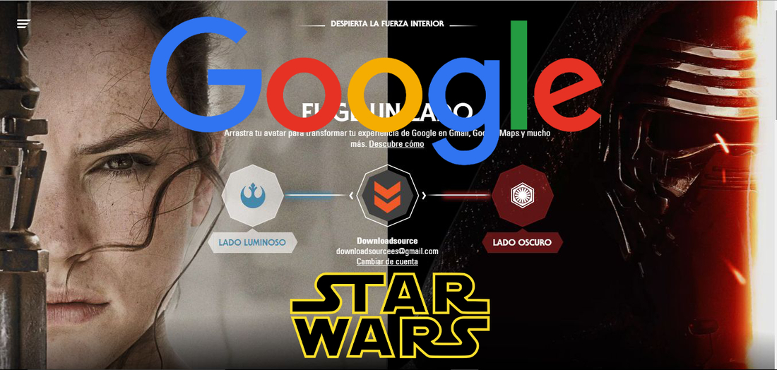 Elige tu lado de la fuerza de stars Wars y google te personalizará sus servicios