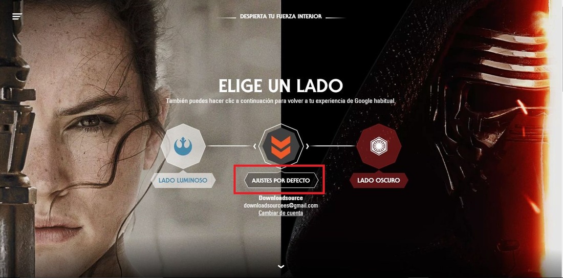 deshabilitar personalización de Google con Star Wars