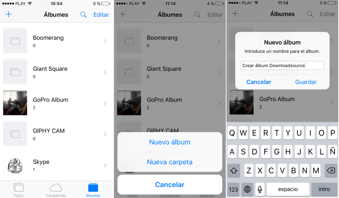 Crear un album dentro de la app Fotos de de iPhone o iPad
