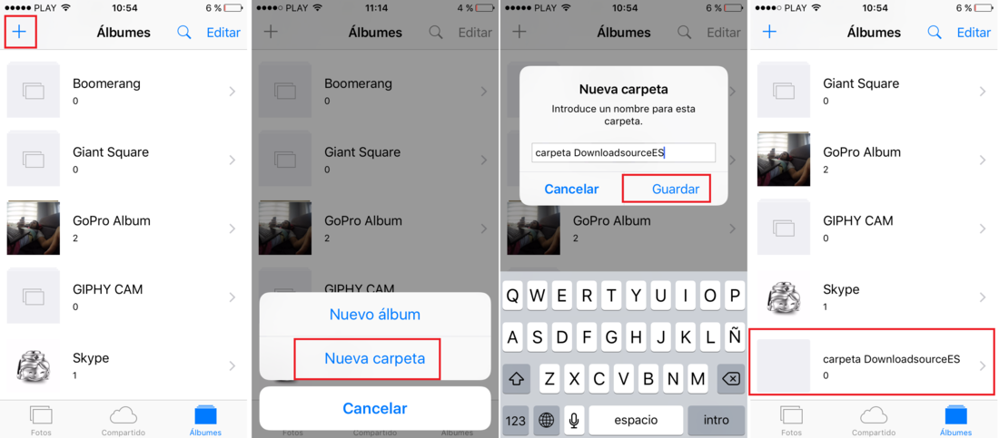 Crear carpeta dentro de la app Fotos en iPhone o ipad con iOS