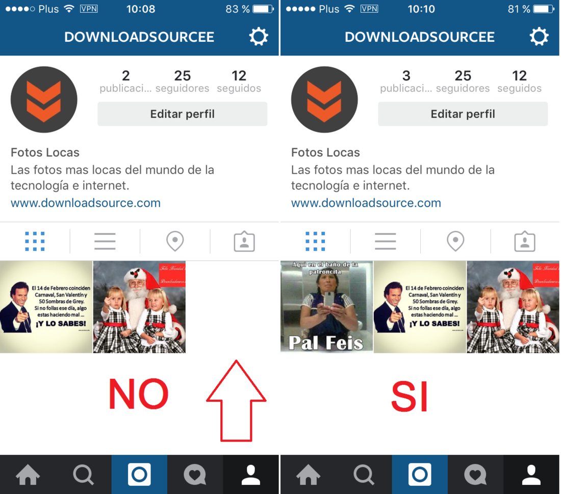 Fotos de Instagram que en el perfil muestran una sola