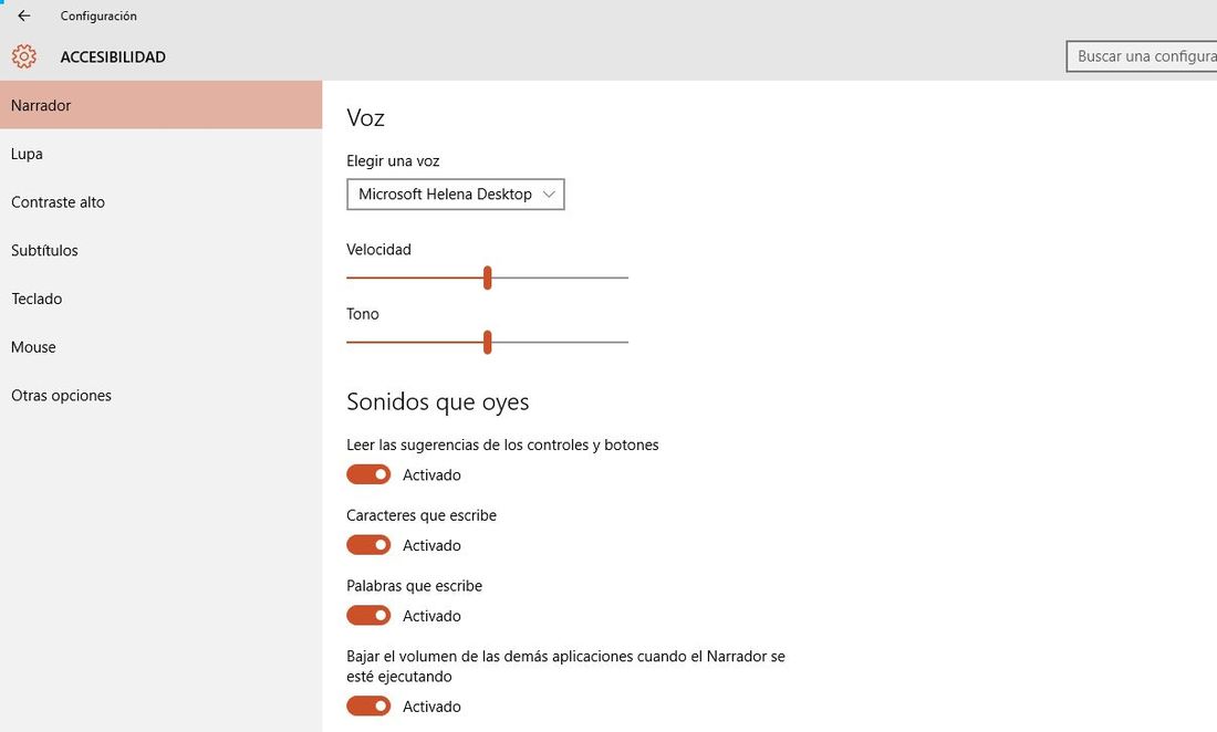 configura el narrador de Windows 10 para que lea en voz alta los archivo de texto de tu ordenador 