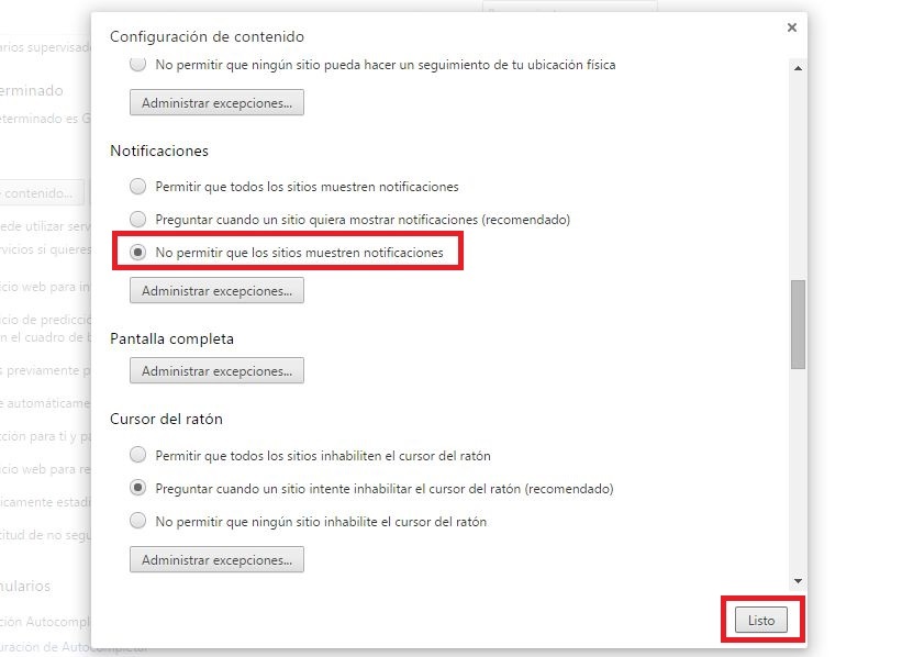 No permitir las notificaciones de sitios Web em Google Chrome