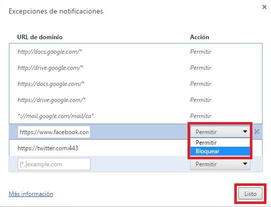 Bloquear notificaciones de webs en google chrome