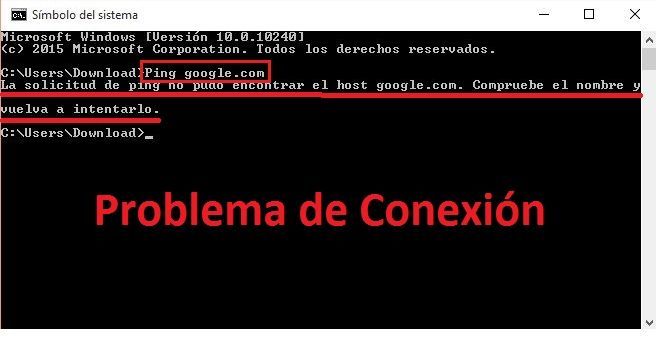 problema de conexion al hacer ping
