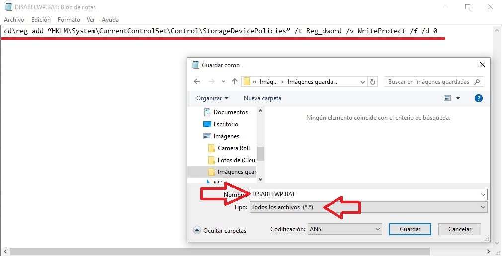 Como crear el archivo DISABLEWP.BAT con el bloc de notas