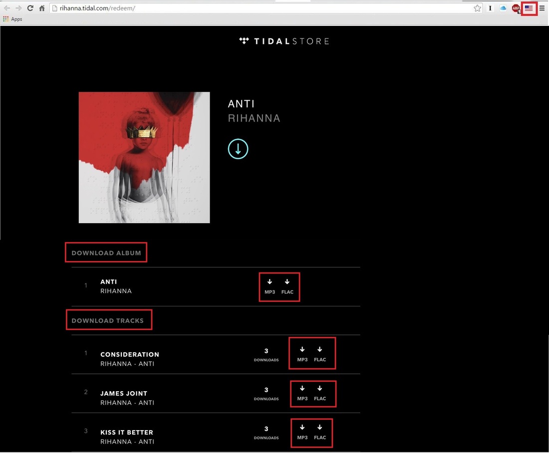 descargar gratis el disco Anti de Rihanna en Tidal