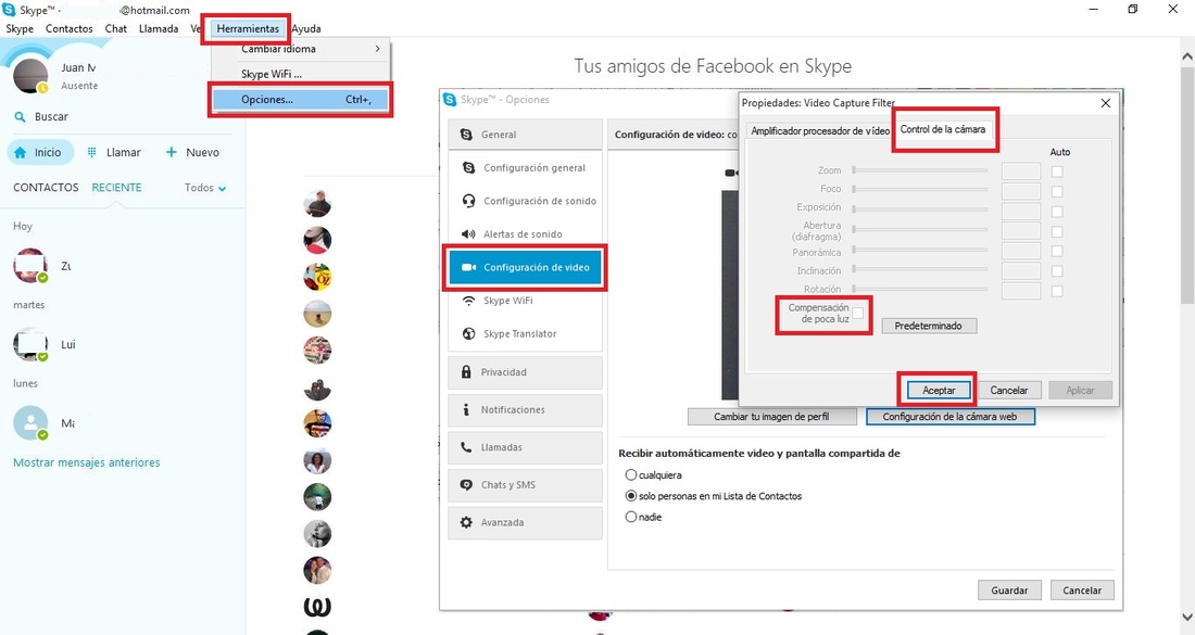 solucionar problemas de video llamada en skype por culpa de la camara Web