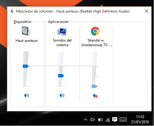 Mexclador de volumen en windows 10