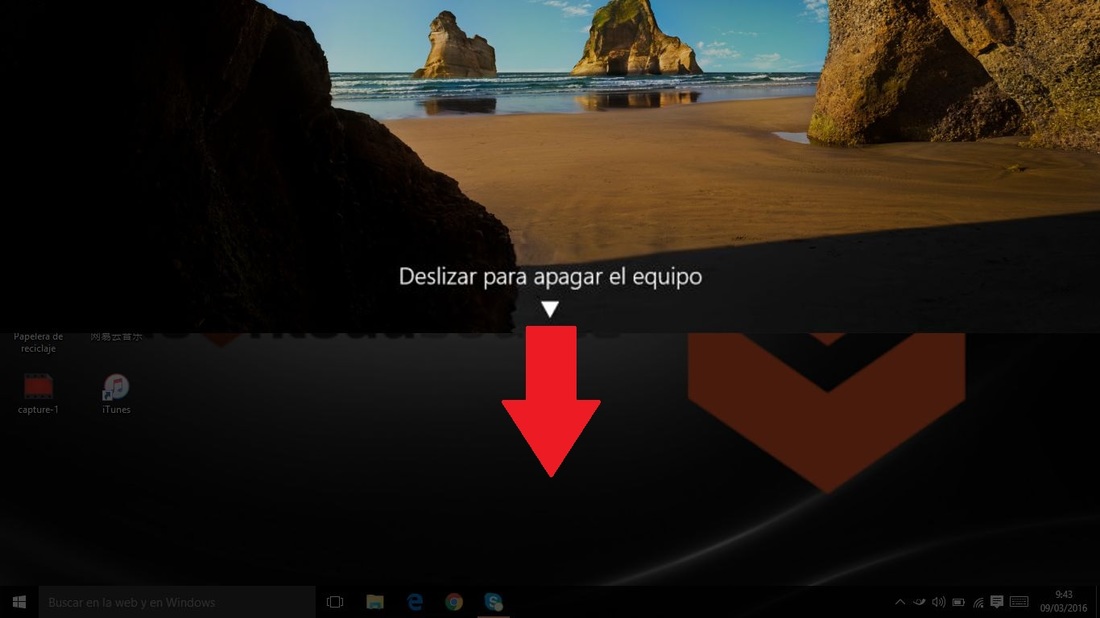 apagar windows 10 deslizando la pantalla de tu ordenador
