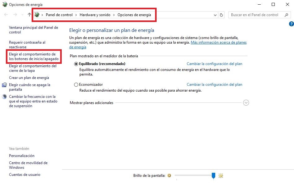 configurar la opción hibernar en Windows 10