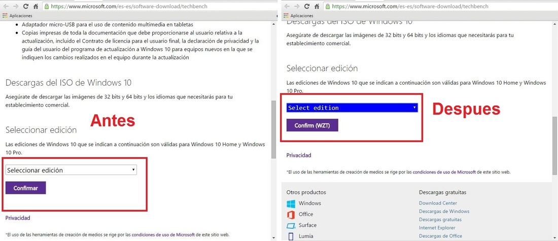 Descargar ISO oficiales de Microsoft de Windows 10, 8.1 o 7