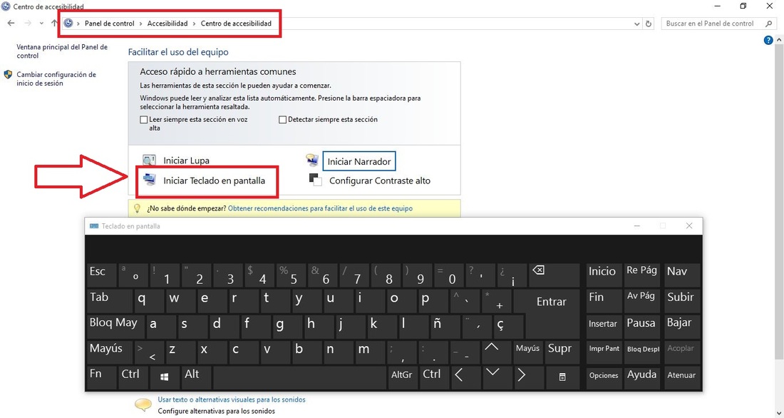 Como activar el teclado virtual en la pantalla de Windows 8.1 o 7
