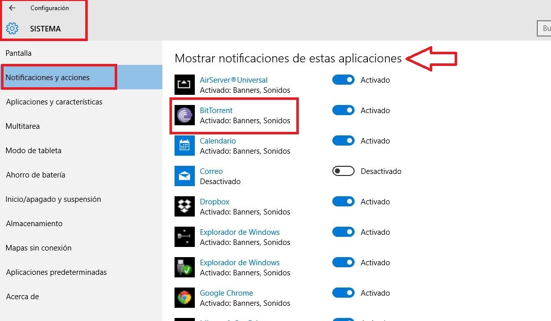 Como desactivar los sonidos de las notificaciones en aplicaicones o programas especificos en Windows 10.