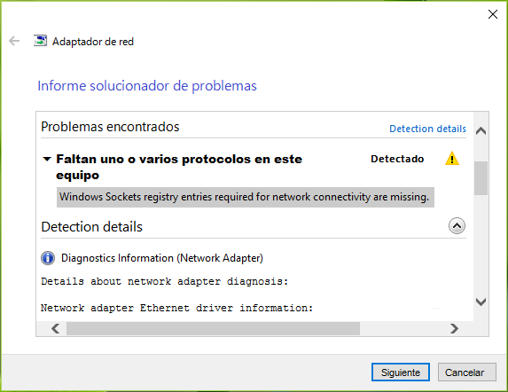 error en conexion a internet Windows sockets y falta de protocolos