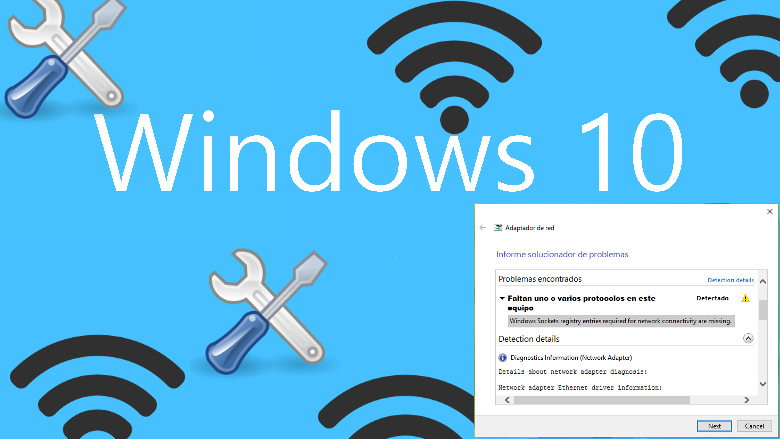 Solucionar problemas de internet en windows 10: Winsock