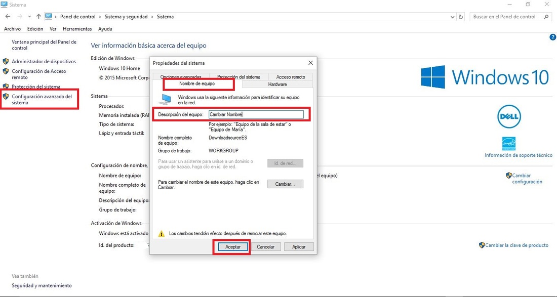 Cambiar el nombre de tu equipo windows 