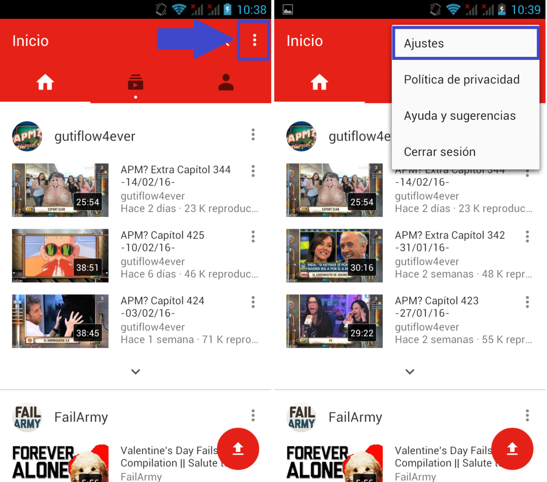 configurar las recomendaciones de Youtube desde la app para Android