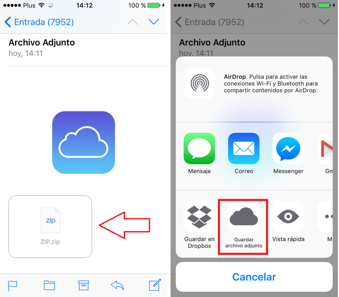 Enviar archivos adjuntos de Mail directamente en la nube de iCloud Drive