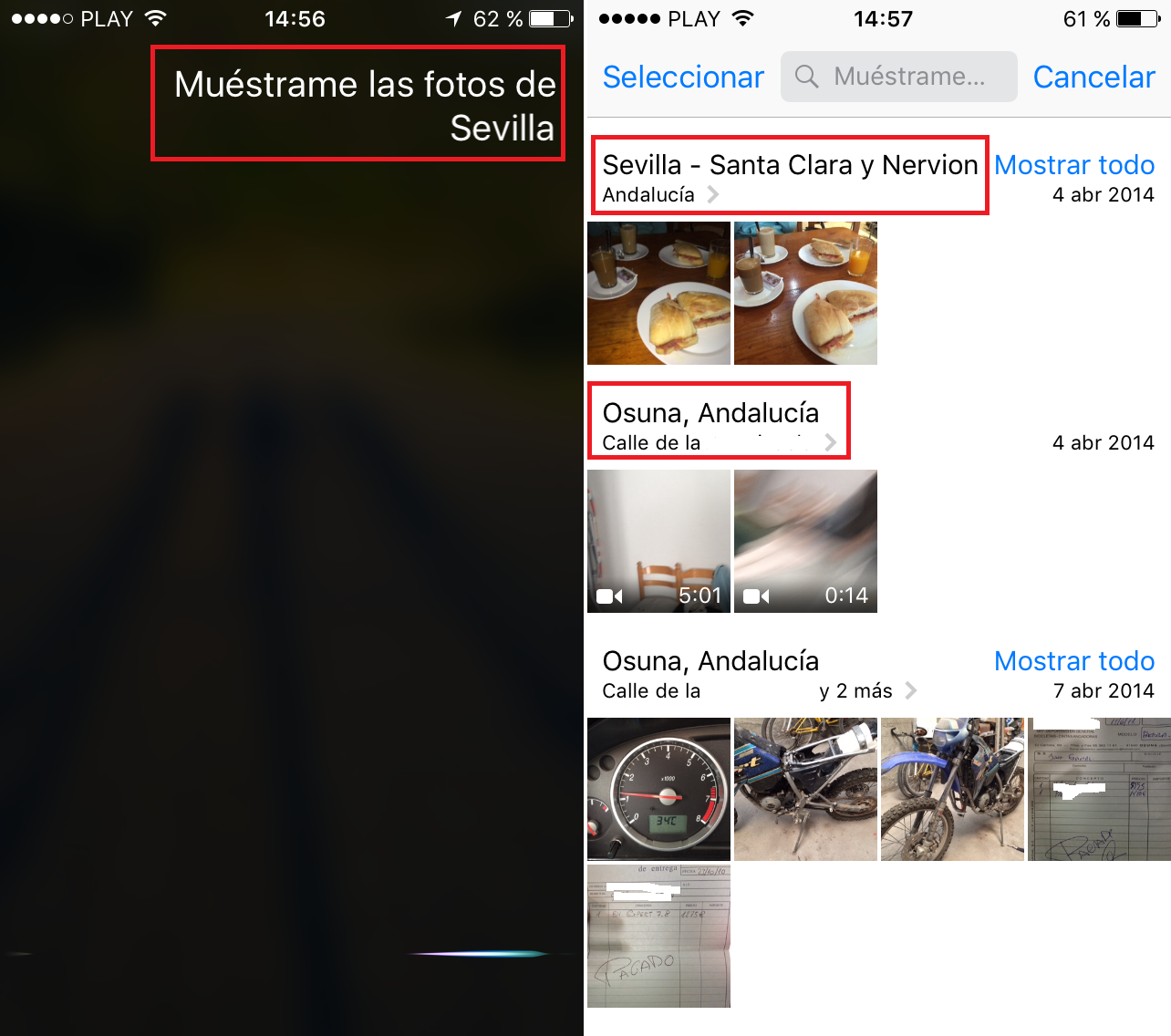 Realiza la búsqueda de fotos tomadas en un lugar especifico usando siri de iOS