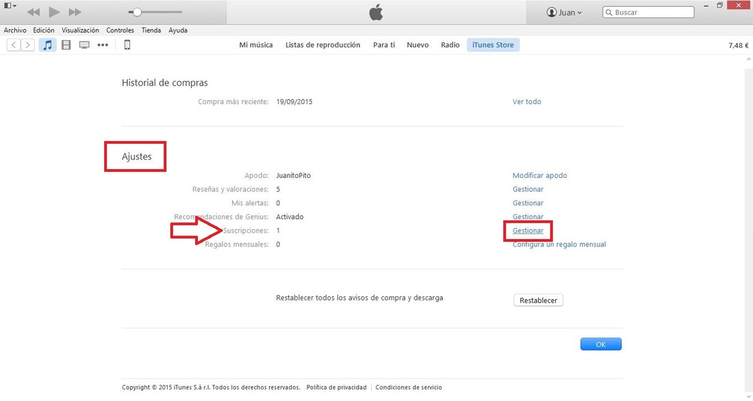 cancelar la suscripción de Apple Music desde itunes
