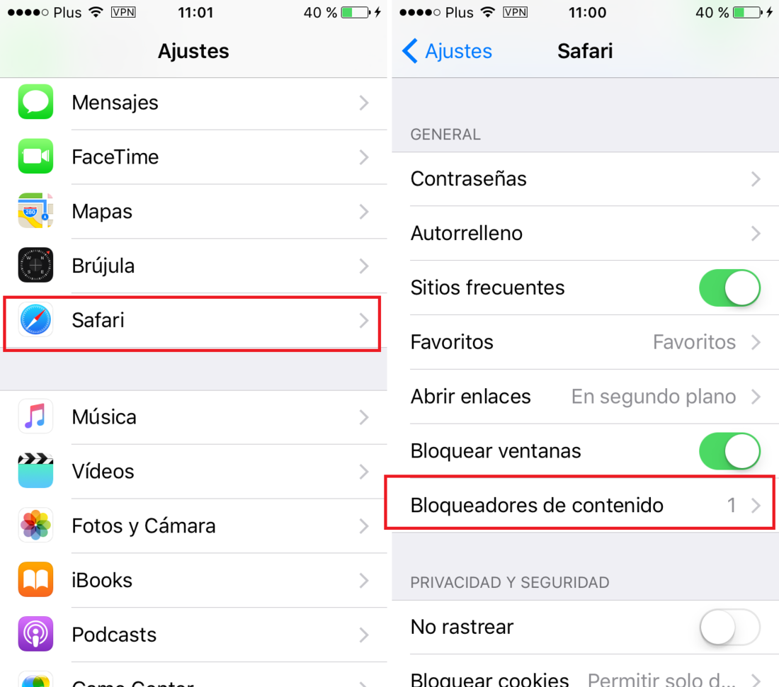 Bloquear anuncios en ios 9