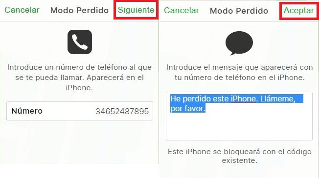 Modo perdido en iPhone o ipad para bloquear dispositivo iOS robado o perdido