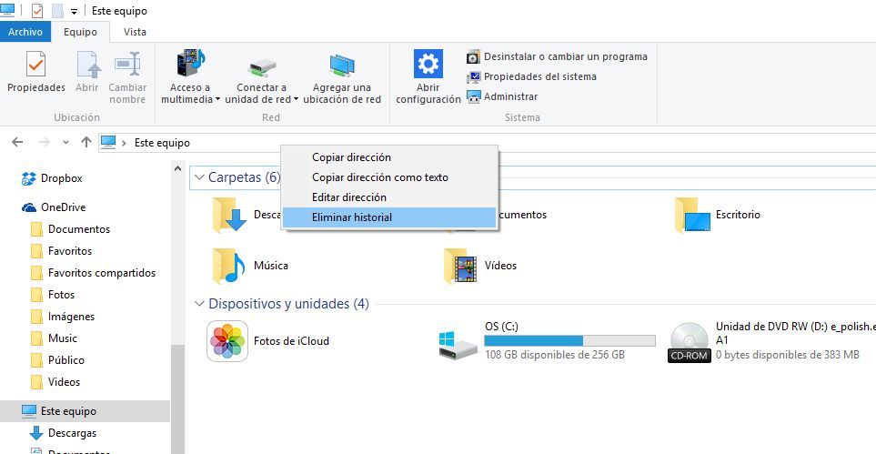 material silbar esta Cómo borrar el historial del Explorador de archivos en Windows 10.