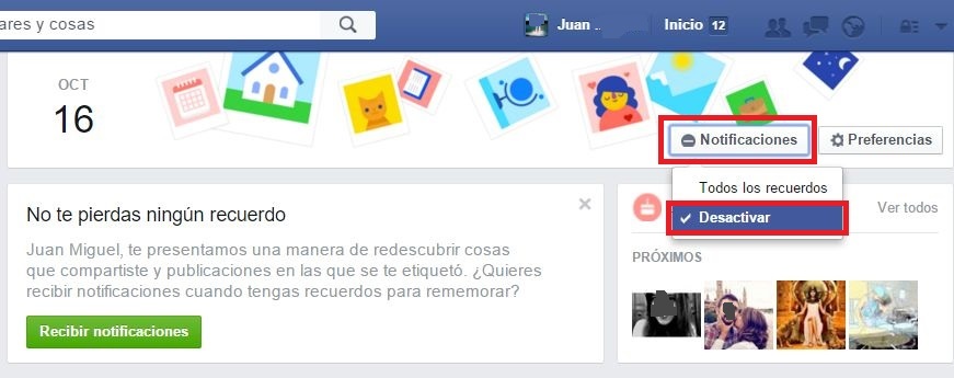 Como desactivar En este dia, los recuerdos de Facebook,