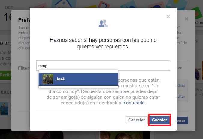 Un dia como hoy puede ser personalizada para que no se muestren los recuerdos de Facebook