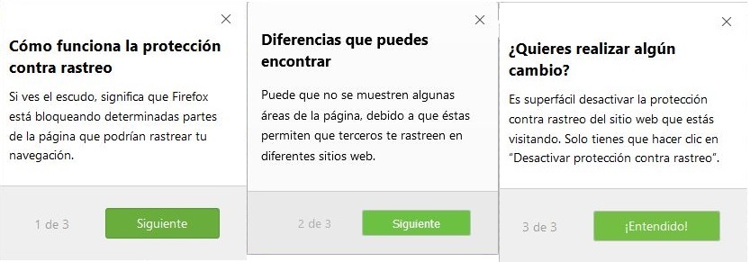 Tracking protection Firefox en modo navegación segura